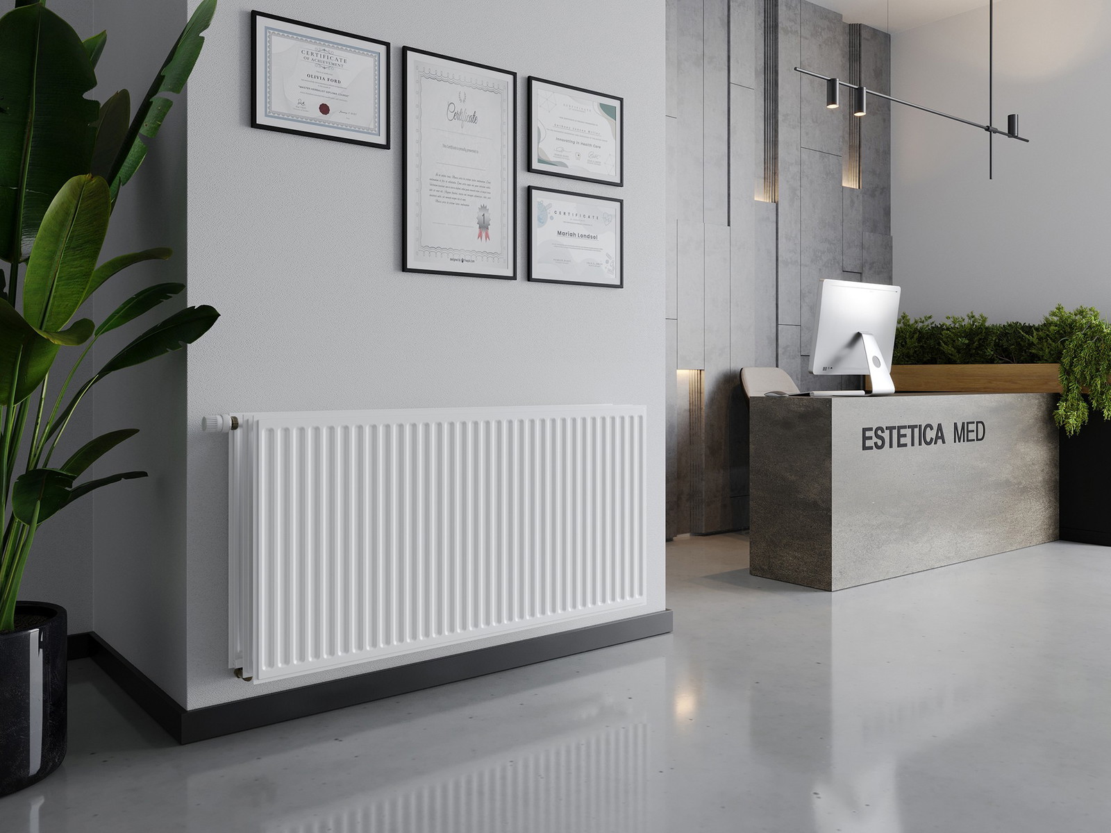 Mexen CVH30 Hygiene grzejnik płytowy 900 x 600 mm, podłączenie dolne, 1239 W, biały - W630H-090-060-00